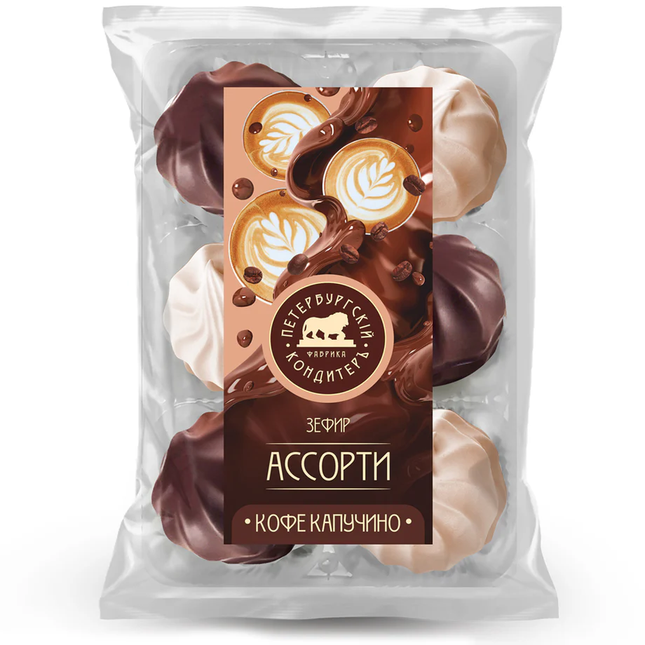 "Peterburgskii Konditer" Chocolate Glazed Marshmallows "Assorted" Cappuccino Coffee 350g
