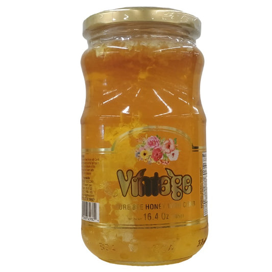 VINTAGE Honey with Comb  Size 465g