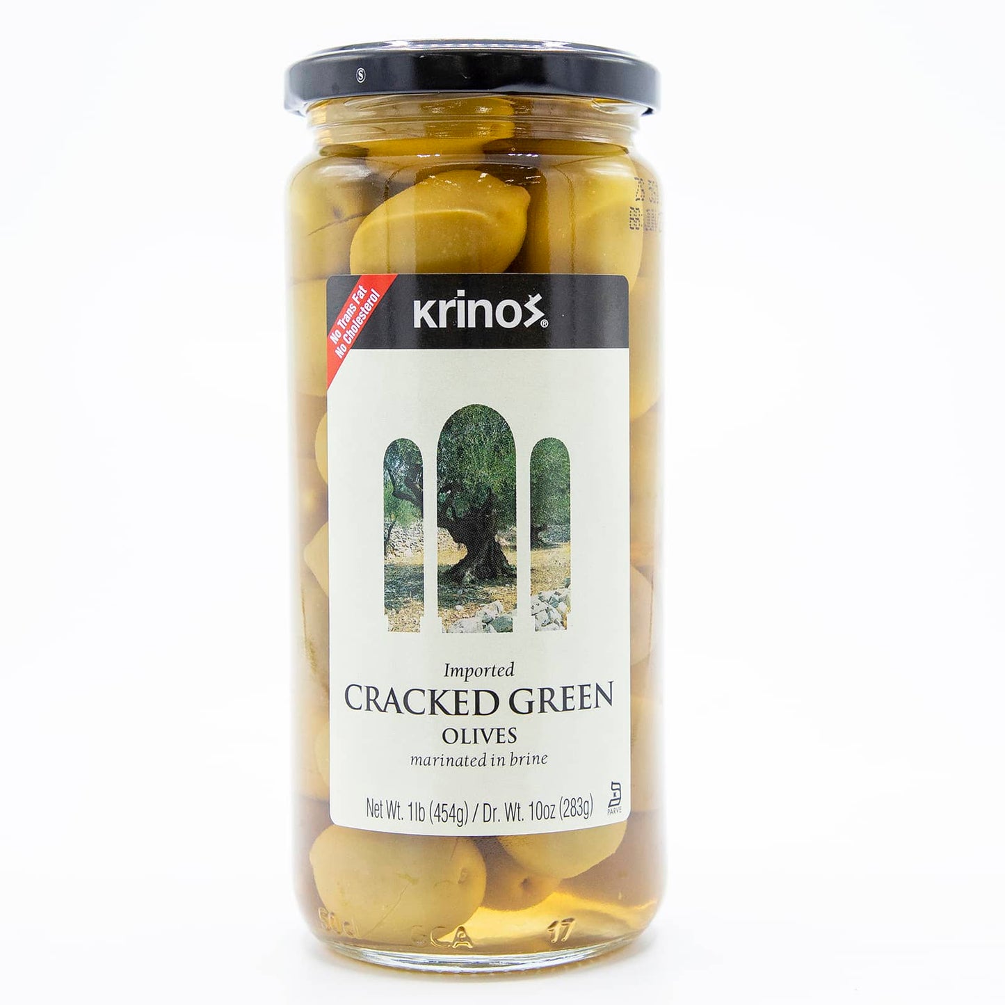 "KRINOS" Green Cracked Olives 454g