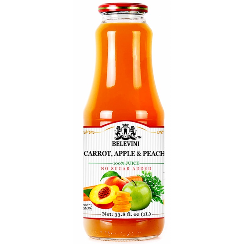 "Belevini" No Sugar Added 100% Carrot, Peach and Apple Juice 1L