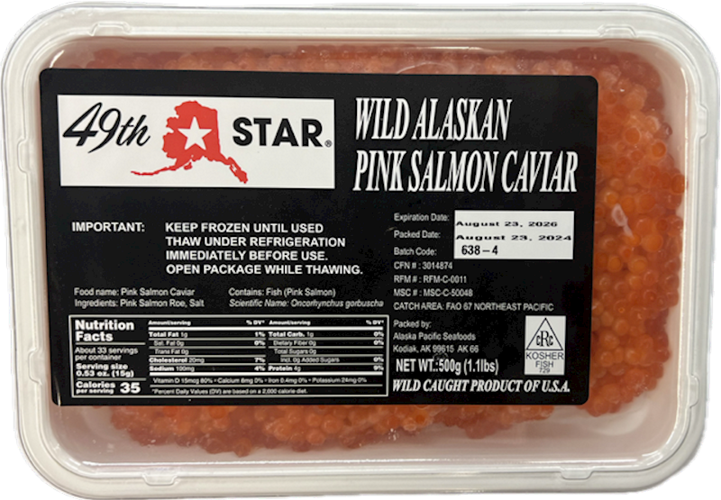*49TH STAR* WILD ALASKAN PINK SALMON CAVIAR 1.1 LB (FROZEN)